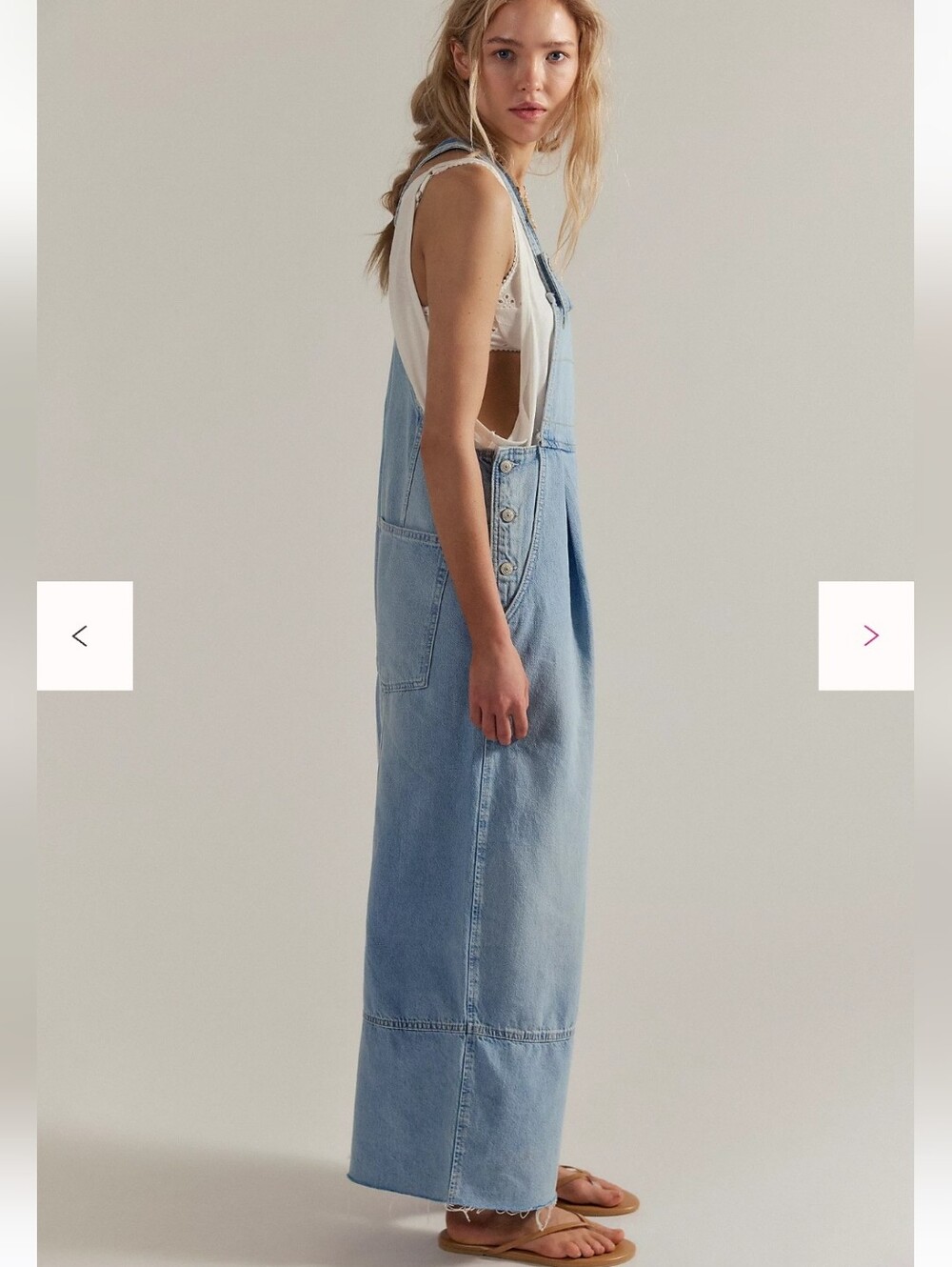 NWT Free People We The Free Rambler Overalls Light Blue Denim Wide-Leg Msrp $148 - Picture 3 of 8